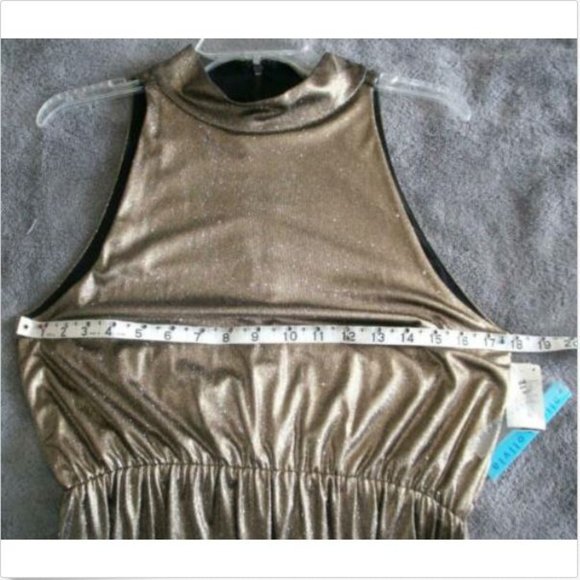 Alice + Olivia Estelle Gold Shimmer Sequin Dress L - Picture 8 of 8